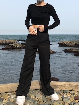 「GRL」｜「アイテム（スラックス）」を使った、AYUMIさん（レディース・160cm）の春コーディネート