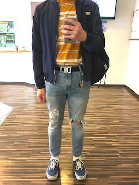 「outfit」｜「アイテム（スタジャン）」を使った、ルイさん（メンズ・169cm）の春コーディネート