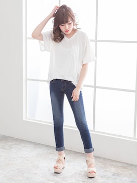 「白T」｜夢展望（YUMETENBO)さん（レディース・163cm）の夏コーディネート