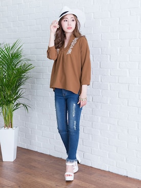 「スキッパーシャツ」｜夢展望（YUMETENBO)さん（レディース・163cm）の夏コーディネート