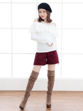 「Newlyme（ニューリーミー）のアイテム」を使った、夢展望（YUMETENBO)さん（レディース・163cm）の冬コーディネート