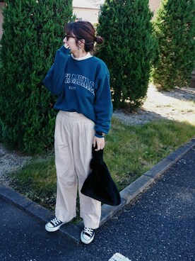 「CONVERSE（コンバース）のconverse（コンバース） ALL STAR OX（オールスターOX）（スニーカー）」を使った、m@yaさん（レディース・159cm）の秋コーディネート