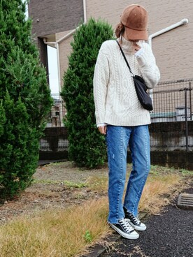 「CONVERSE（コンバース）のconverse（コンバース） ALL STAR OX（オールスターOX）（スニーカー）」を使った、m@yaさん（レディース・159cm）の冬コーディネート