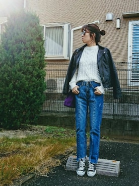 「CONVERSE（コンバース）のconverse（コンバース） ALL STAR OX（オールスターOX）（スニーカー）」を使った、m@yaさん（レディース・159cm）の冬コーディネート