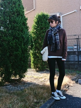 「CONVERSE（コンバース）のconverse（コンバース） ALL STAR OX（オールスターOX）（スニーカー）」を使った、m@yaさん（レディース・159cm）の冬コーディネート