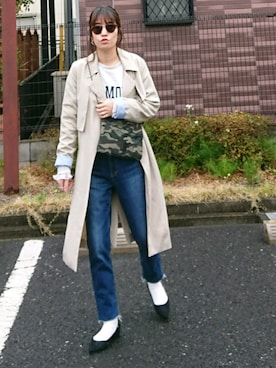 「niko and...（ニコアンド）のリバーシブルサコッシュ（ショルダーバッグ）」を使った、m@yaさん（レディース・159cm）の春コーディネート