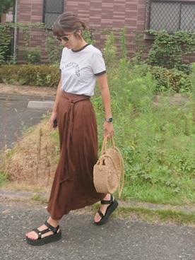 「Teva（テバ）のTeva / プラットフォーム ユニバーサル（サンダル）」を使った、m@yaさん（レディース・159cm）の夏コーディネート