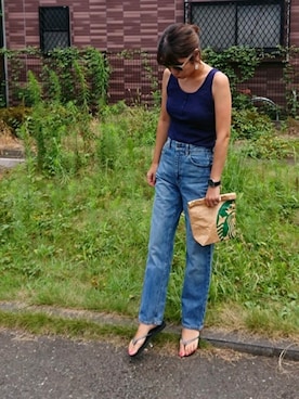 「Daniel Wellington（ダニエルウェリントン）の販売終了クラシックペティット アッシュフィールド32mm（アナログ腕時計）」を使った、m@yaさん（レディース・159cm）の夏コーディネート