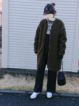 「CONVERSE（コンバース）のCONVERSE ALL STAR　ハイカットスニーカー（スニーカー）」を使った、m@yaさん（レディース・159cm）の冬コーディネート