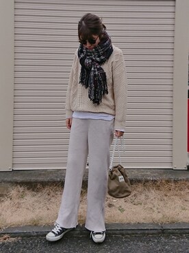 「CONVERSE（コンバース）のconverse（コンバース） ALL STAR OX（オールスターOX）（スニーカー）」を使った、m@yaさん（レディース・159cm）の冬コーディネート