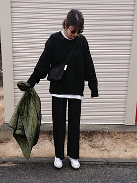 「CONVERSE（コンバース）のCONVERSE ALL STAR　ハイカットスニーカー（スニーカー）」を使った、m@yaさん（レディース・159cm）の冬コーディネート