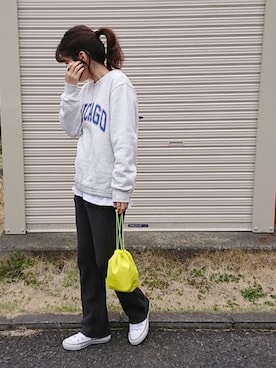 「CONVERSE（コンバース）のCONVERSE ALL STAR　ハイカットスニーカー（スニーカー）」を使った、m@yaさん（レディース・159cm）の春コーディネート