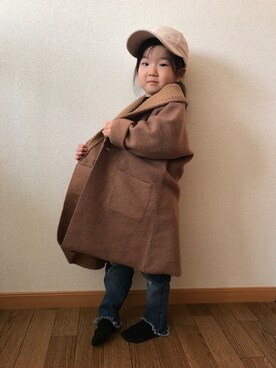 「COMME CA ISM（コムサイズム）のアイテム（その他アウター）」を使った、coconaさん（キッズ・90cm）の冬コーディネート