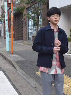 「soe（ソーイ）のアイテム（ブルゾン）」を使った、しゅうへいさん（メンズ・172cm）の秋コーディネート