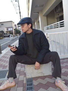 「マルジェラ」｜「アイテム（ブルゾン）」を使った、しゅうへいさん（メンズ・172cm）の冬コーディネート