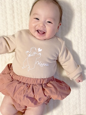 「おんなのこコーデ」｜「アイテム（スウェット）」を使った、ももさん（キッズ・60cm）の春コーディネート