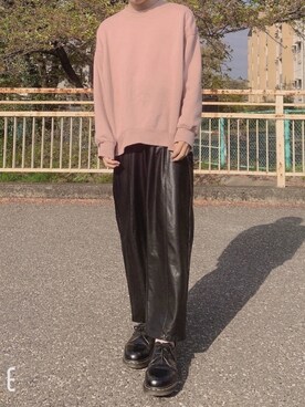 Gu ジーユー のスウェット ピンク系 を使ったメンズ人気ファッションコーディネート 髪型 ショートヘアー Wear