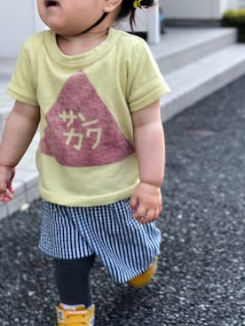 「ハーフパンツ」｜「アイテム（レギンス/スパッツ、グレー系）」を使った、ma-bouさん（キッズ・80cm）の春コーディネート