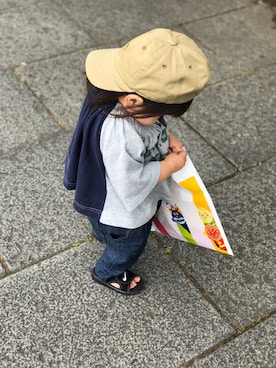 「NEEDLE WORK SOON（ニードルワークスーン）のアイテム」を使った、ma-bouさん（キッズ・80cm）の春コーディネート