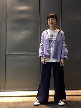Champion チャンピオン ワイドスウェットパンツを使ったレディース人気ファッションコーディネート Wear