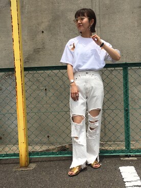 「AlexanderLeeChang（アレキサンダーリーチャン）のアイテム」を使った、てらさんさん（レディース・157cm）の夏コーディネート