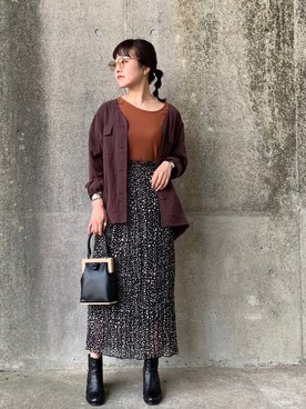 「ノーカラーシャツ」｜「アイテム（ノーカラージャケット）」を使った、てらさんさん（レディース・157cm）の夏コーディネート