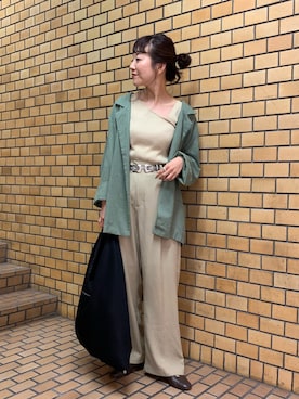 「CIAOPANIC（チャオパニック）の【WEB限定】センタープレスタックパンツ（その他パンツ）」を使った、てらさんさん（レディース・157cm）の秋コーディネート
