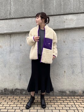 「Champion（チャンピオン）のアイテム（その他アウター）」を使った、てらさんさん（レディース・157cm）の冬コーディネート