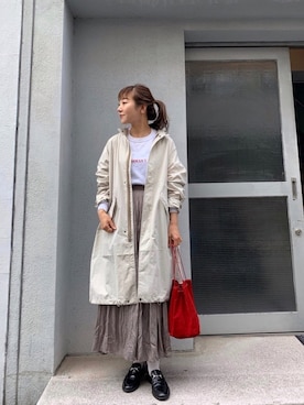 「CIAOPANIC（チャオパニック）のアイテム（モッズコート）」を使った、てらさんさん（レディース・157cm）の秋コーディネート