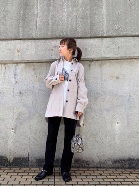 「ビッグシャツ」｜「アイテム（その他アウター）」を使った、てらさんさん（レディース・157cm）の秋コーディネート