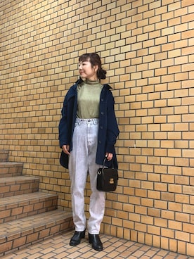 「ピスタチオ」｜「アイテム（その他アウター）」を使った、てらさんさん（レディース・157cm）の秋コーディネート