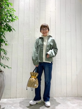 「CIAOPANIC TYPY（チャオパニックティピー）のアイテム（ミリタリージャケット）」を使った、てらさんさん（レディース・157cm）の春コーディネート