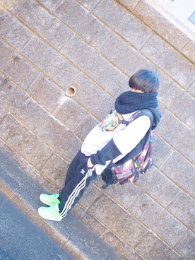 「PUNK DRUNKERS（パンクドランカーズ）のアイテム（バッグ）」を使った、 👾さん（キッズ・145cm）の冬コーディネート