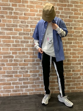 「L.H.P（エルエイチピー）のアイテム（帽子）」を使った、山田 統生さん（メンズ・182cm）の春コーディネート