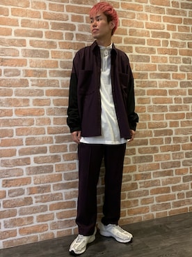 「DANKE SCHON（ダンケシェーン）のDankeSchon/ダンケシェーン/パネルウールパンツ（その他パンツ）」を使った、山田 統生さん（メンズ・182cm）の秋コーディネート