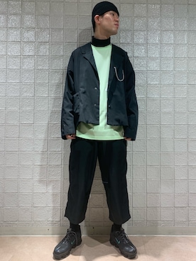 「7分袖」｜「アイテム（ジャケット/アウター）」を使った、山田 統生さん（メンズ・182cm）の冬コーディネート