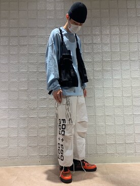 「L.H.P（エルエイチピー）のアイテム（パンツ）」を使った、山田 統生さん（メンズ・182cm）の冬コーディネート