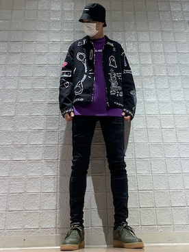 「L.H.P（エルエイチピー）のアイテム（帽子）」を使った、山田 統生さん（メンズ・182cm）の春コーディネート