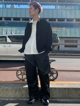 「きれいめスタイル」｜「アイテム（ブルゾン）」を使った、山田 統生さん（メンズ・182cm）の冬コーディネート