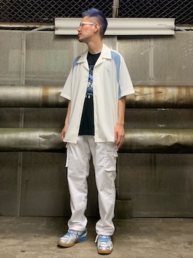 「KENZO」｜「アイテム（カーゴパンツ）」を使った、山田 統生さん（メンズ・182cm）の夏コーディネート