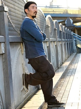 「Denime（ドゥニーム）のアイテム（帽子）」を使った、中井　皓次さん（メンズ・166cm）の秋コーディネート