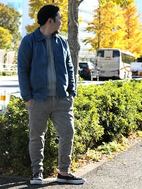 「Denime（ドゥニーム）のアイテム（帽子）」を使った、中井　皓次さん（メンズ・166cm）の秋コーディネート