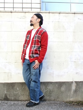 「アイテム（カーディガン/ボレロ）」を使った、中井　皓次さん（メンズ・166cm・30代）の冬コーディネート