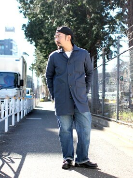 「Denime（ドゥニーム）のアイテム（その他アウター）」を使った、中井　皓次さん（メンズ・166cm）の冬コーディネート