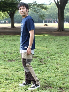 「ink（インク）のアイテム（パンツ）」を使った、中井　皓次さん（メンズ・166cm）の夏コーディネート