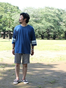 「Denime（ドゥニーム）のアイテム（パンツ）」を使った、中井　皓次さん（メンズ・166cm）の夏コーディネート