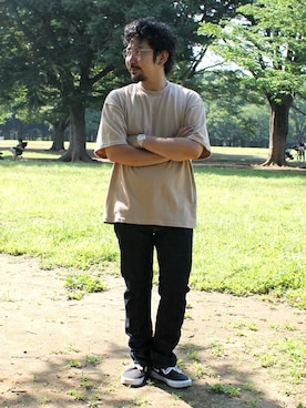 「Denime（ドゥニーム）のアイテム（トップス）」を使った、中井　皓次さん（メンズ・166cm）の夏コーディネート