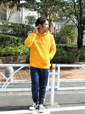 「Champion（チャンピオン）のアイテム（その他パンツ）」を使った、中井　皓次さん（メンズ・166cm）の冬コーディネート