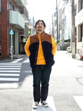 「Denime（ドゥニーム）のアイテム（ジャケット/アウター）」を使った、中井　皓次さん（メンズ・166cm）の冬コーディネート