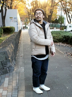 「Denime（ドゥニーム）のアイテム（ダウンジャケット/コート）」を使った、中井　皓次さん（メンズ・166cm）の冬コーディネート